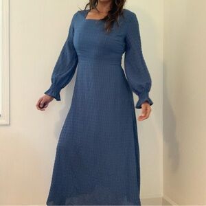 Blue Long Sleeve Prairie Dress